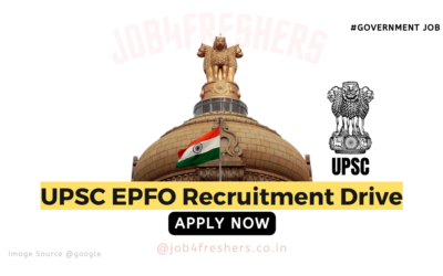 FRESHERS JOBS 6 UPSC EPFO Recruitment 2024 | 323 Posts | Apply Online