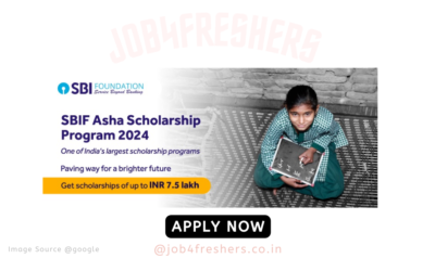 FRESHERS JOBS 17 SBIF Asha Scholarship Program 2024 for School Students, Undergraduates, Postgraduates | Apply Online