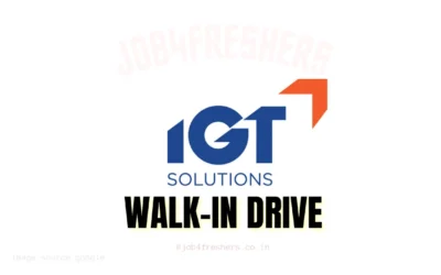 IGT Solutions Walk-in Drive for Graduate Freshers | In Gurugram from 13th Aug onward
