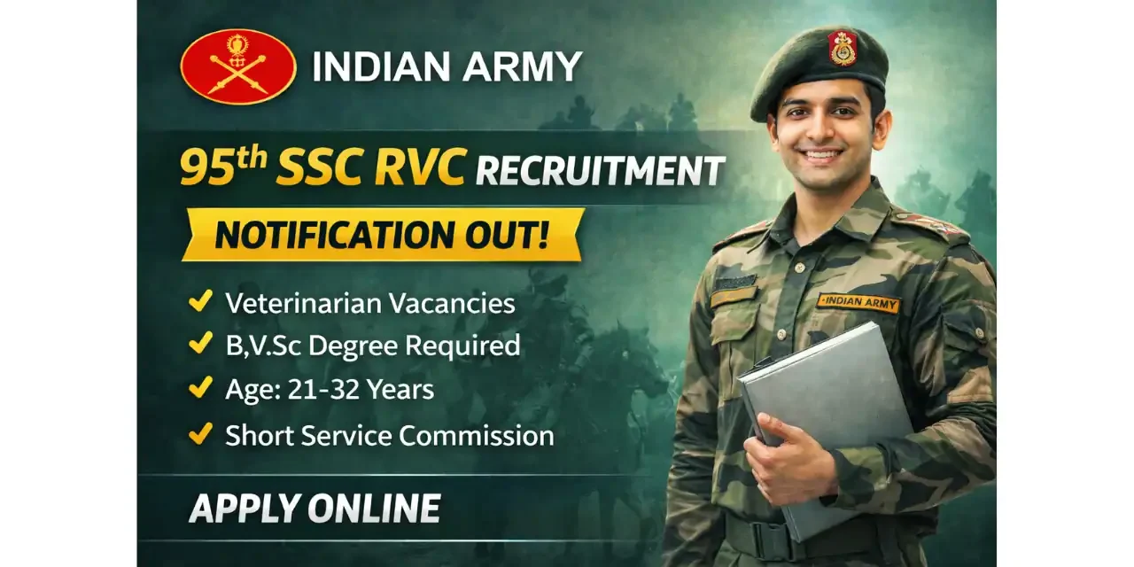 95th Indian Army SSC RVC Recruitment 2026 – Veterinary Graduates can apply
