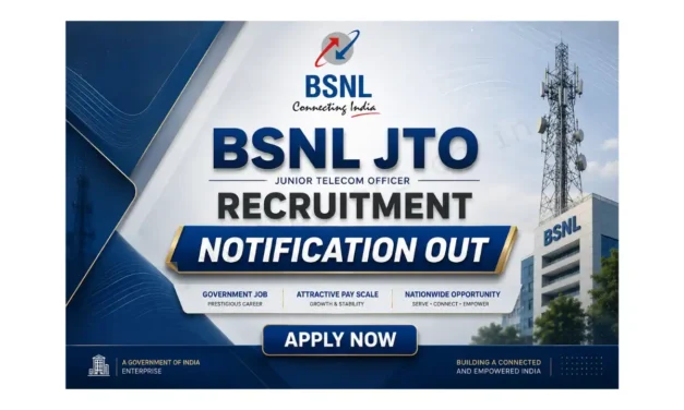 BSNL JTO Recruitment Drive 2026 | Notification Out for 100 Junior Telecom Officer Posts