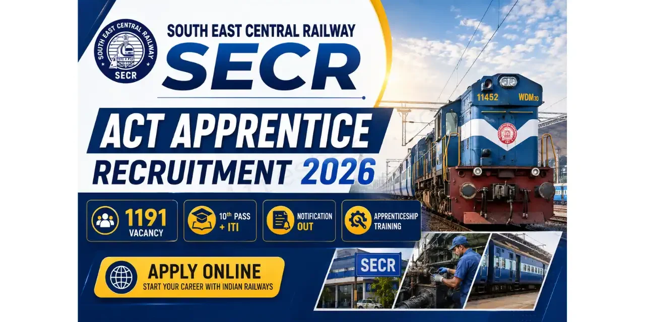 SECR Apprentice Bilaspur Notification | South East Central Railway Recruitment 2026 | 1191 Vacancies