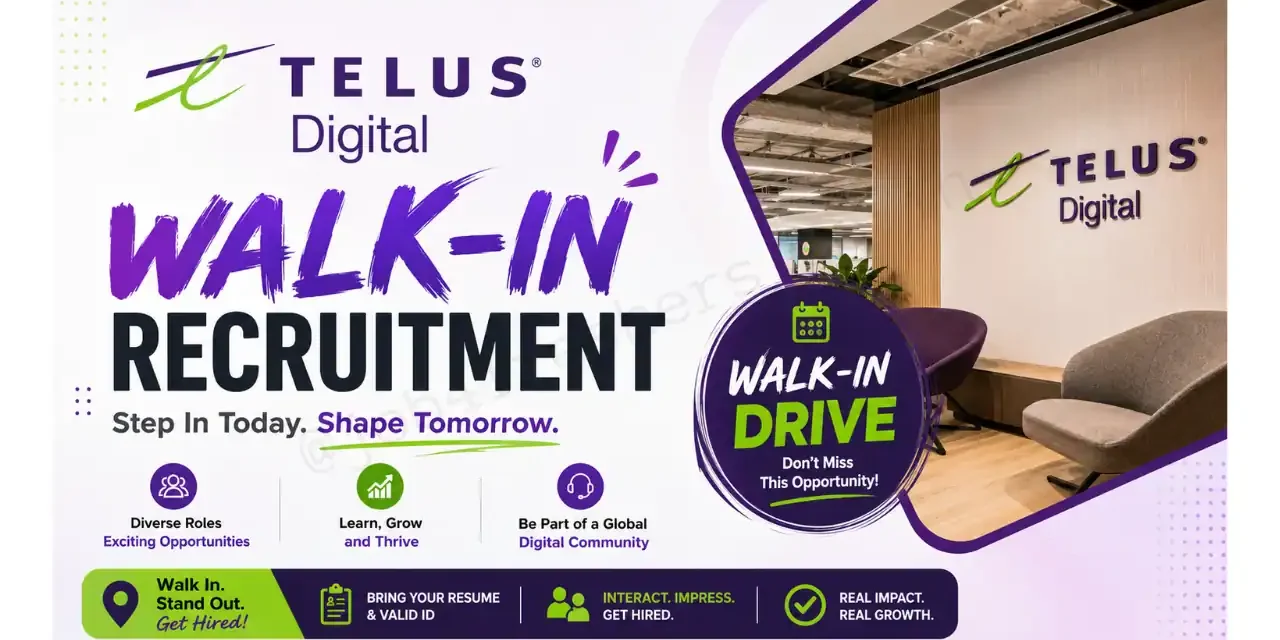 TELUS Digital Walk-in for Technical Support Executive | Freshers are eligible