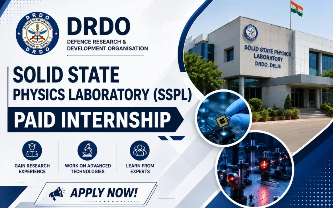DRDO SSPL Internship 2026 for 65 Vacancies – Rs. 5,000 Stipend: Apply Now