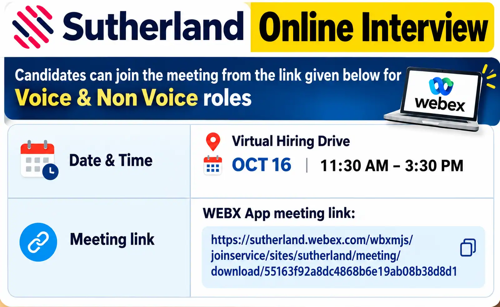 Sutherland Online Interview on Oct 16th